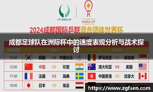 成都足球队在洲际杯中的速度表现分析与战术探讨